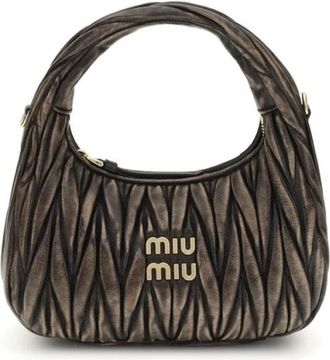 Miu Miu Wander Matelass&eacute; Mini Tote - Dames - Tassen - Bruin - Maat: ONE Size Zijde