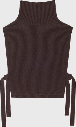 Maje Wool And Cashmere Collar - Dark Brown - Maje