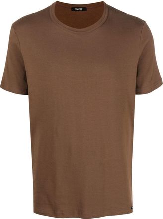 Tom Ford solid-color crew-neck T-shirt - men - Cotton/Elastane - S - Brown