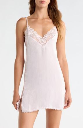 In Bloom by Jonquil Maxine Lace Trim Satin Chemise in Rose at Nordstrom, Size X-Small