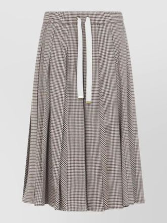 Moncler micro check pleated skirt stretch wool