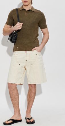 Dsquared2 Cargo-style Denim Shorts, Mens, Cream