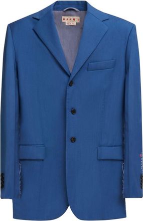 Marni grain-de-poudre single-breasted blazer - men - Mohair/Virgin Wool - 46 - Blue