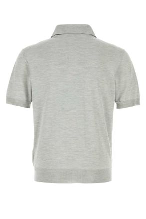 Prada Mens Grey Silk Polo Shirt Talco Exterior: Recycled
