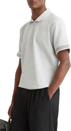Reiss Bruno Quarter Zip Polo in Grey Melange at Nordstrom, Size Xx-Large