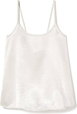 Pj Harlow Daisy Satin Tank With Braided Straps & Elastic Back In Pearl