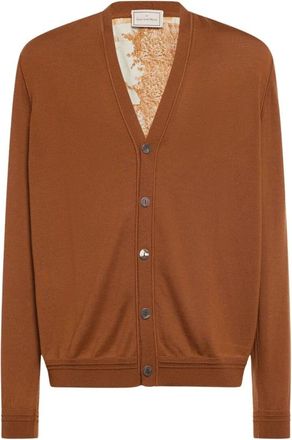 Pierre-Louis Mascia Tricot Cardigan - Heren - Vesten - Bruin - L - Wol - Truien & Vesten