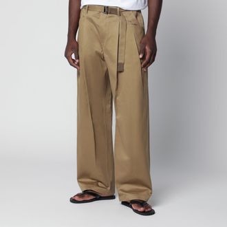sacai Pantaloni con cintura beige in twill di cotone