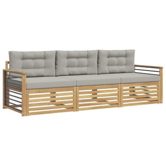 vidaXL Conjunto De Sof&aacute;s De Exterior 3 Pcs Blanco Y Gris Claro Vidaxl