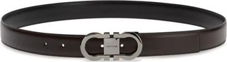 Ferragamo Gancini Omkeerbare Leren Riem - Heren - Riemen - Zwart - 115 CM - Nylon - Accessoires