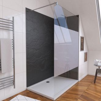 Aurlane Paneles Murales Pizarra 90+120x210 - Plato De Ducha 120x90 - Mampara 120x200 + Barra