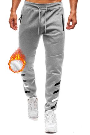 Lantch Fleece Lined Trousers Mens Joggers Tracksuit Bottoms Men Casual Thermal Sweatpants Winter Warm Pants with Zip Pocket