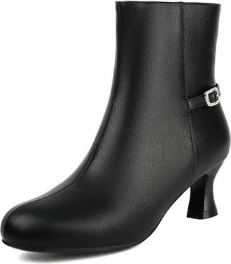 Generic Womens Round Toe Vintage Victorian Ankle Boots with Side Zipper Elegant Kitten Heel Minimalist Versatile Winter Shoes (Black,5.5)