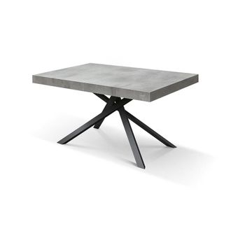 Konte Design Mesa de madera, acabado gris y base antracita, 180&times;90-260&times;90 cm