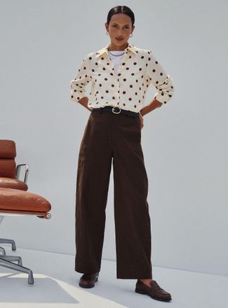 Contemporaine Womens Cotton-lyocell chino pant Fit: Barrel leg, high rise