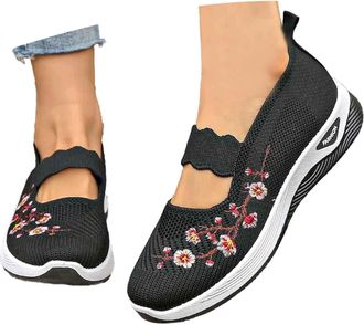 Generic Walking Shoes Womens Lightweight Trainers Shoes Mesh Fabric Shoes Breathable Leisure Shoes Mesh Comfortable Sports Shoes Slip On Trainers Orthopaedic 