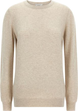 Brunello Cucinelli Beige Knitted Crew Neck Sweater