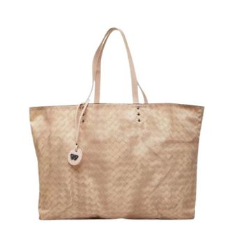 Bottega Veneta Pre-owned Intreccioillusion Nylon Leather Tote Bag - Pre-owned - Mujer - Beige - ONE SIZE