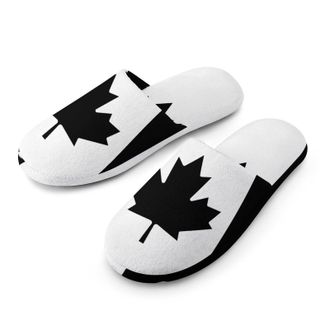 Generic Black And White Canada Canadian Flag Mens House Slippers Slip Indoor Slipper On Shoes Warm Outdoor