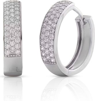 MAX + STONE 14k Solid Gold Lab Grown Diamond Micro Pav&eacute; Huggie Earrings