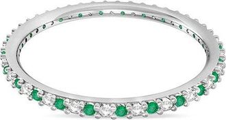 Allurez 14K 0.25 Ct. Tw. Diamond & Emerald Band Ring
