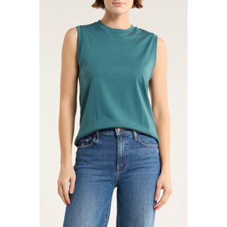 Vince Pima Cotton Easy Shell Tank in Blue Waltz at Nordstrom Rack, Size X-Small