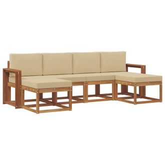 vidaXL Conjunto De Sof&aacute;s De Exterior Con Coj&iacute;n 6 Pcs Natural Y Beige Vidaxl