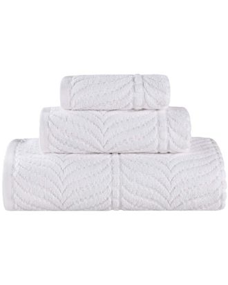 Superior Zero Twist Cotton Elegant Chevron Soft Absorbent 3Pc Jacquard Towel Set