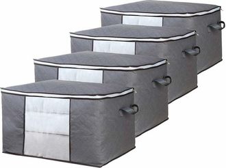 OEM Juego De 4 Bolsas Para Guardar Ropa, Grandes, De Tela No Tejida, Para Debajo De La Cama, Con Asa, Para Edredones, Ropa, Mantas, Almohadas Y Juguetes, 