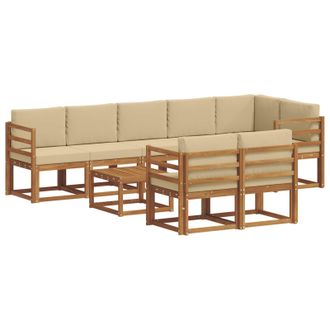 vidaXL Conjunto De Sof&aacute;s De Exterior Con Coj&iacute;n 9 Pcs Natural Y Beige Vidaxl