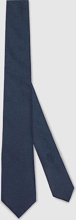 Gucci GG Silk Cotton Tie, Blue, Fabric