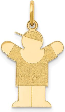 Diamond2Deal 14k Gold The Kids Small Boy with Hat Engravable Love Charm Pendant