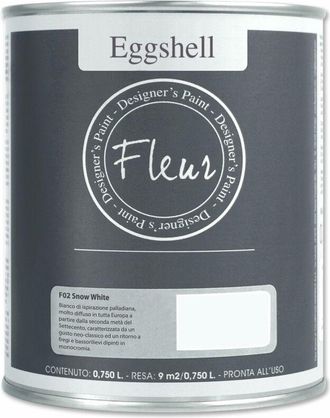 Fleur Fleur DesignerS Paint Fleur Eggshell Smalto Satinato Ad Alta Resistenza Per Mobili E Grandi Superfici - 0.75L - Snow White