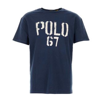 Polo Ralph Lauren T-Shirts, male, Blue, Size: 2XL Cotton T-Shirt