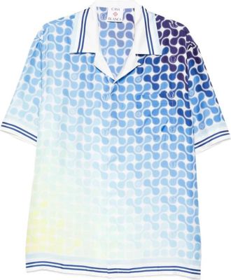 Casablanca Gradient Tennis Tile Short Sleeve Silk Shirt - Heren - Korte mouwen Overhemden - Veelkleurig - L - Overhemden