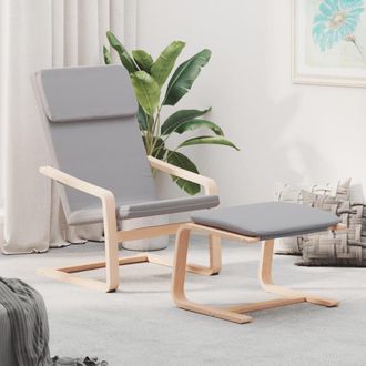 vidaXL Sill&oacute;n De Relax Con Taburete Tela Gris Claro Vidaxl