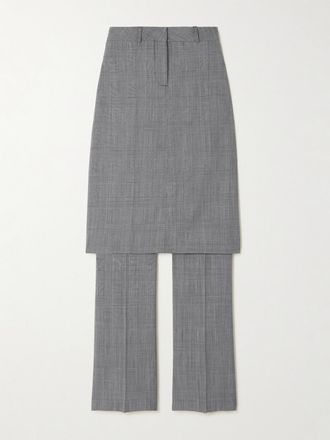 Coperni Pantaloni A Gamba Dritta In Lana Principe Di Galles A Strati - Grigio