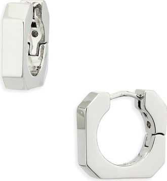 AllSaints Square Hexagonal Huggie Hoop Earrings in Rhodium at Nordstrom Rack