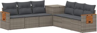 vidaXL Juego De Sof&aacute; 7 Uds. Gris Y Gris Oscuro Rat&aacute;n Sint&eacute;tico Y Acero Vidaxl