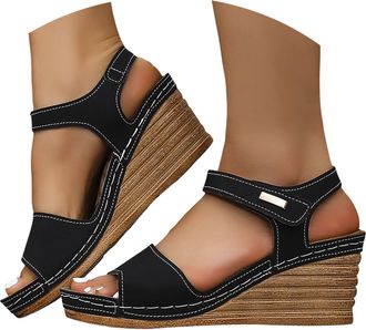 Generic Platform Wedge Sandals for Women 2026 Dressy Summer Casual Open Toe Low Heel Ankle Strap Platform Sandals for Office Work Breathable Casual Vacation S