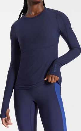 Bandier Pro Fleece Seam Long Sleeve Top In Navy Blazer