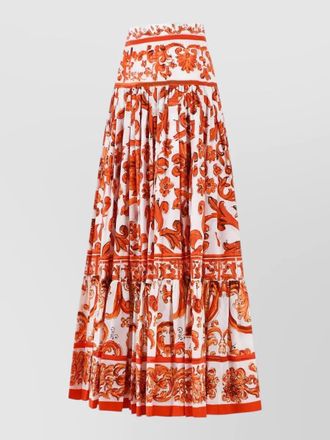 Dolce & Gabbana long majolica print cotton poplin skirt