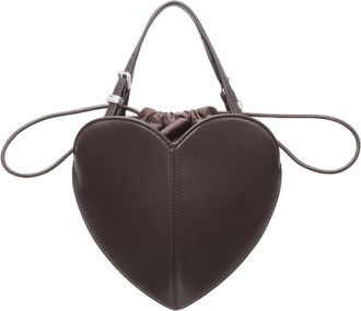 Rotate Brown Leather Adjustable-Handle Heart Shoulder Bag