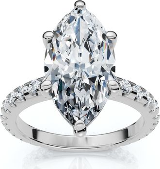 Pompeii3 Certified 3.40Ct Marquise Diamond Engagement Ring 14k Gold Lab Grown