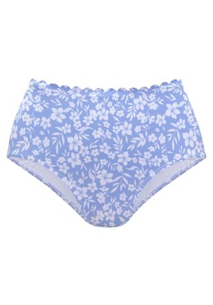 Vivance Bikini-Hose VIVANCE Leni, Damen, Gr. 36, N-Gr, blau (himmelblau, wei&szlig;), Microfaser, bedruckt, floral, Badehosen Bikini-Hose, mit gelaserter Wellenkant