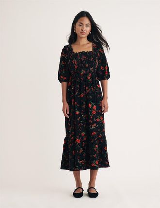 Nobody's Child Womens Nobodys Elsa Square Neck Midi Dress in Black - Size 16 UK