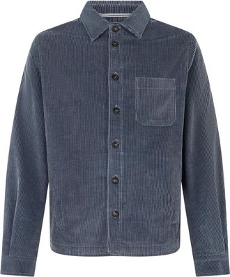 Fedeli Corduroy Shirt - Heren - Casual Overhemden - Blauw - L - Katoen - Overhemden