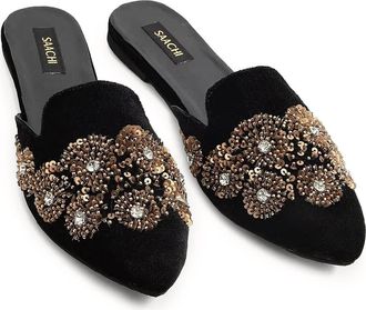Saachi Ornate Sequin Velvet Mule in Black at Nordstrom Rack, Size 10