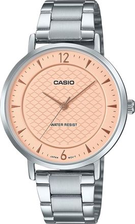 Casio Womens Silver Watch with Pink Textured Dial - LTP-VT04D-4ADF