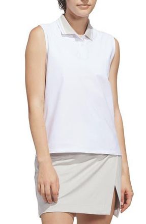 adidas Performance Sleeveless Polo in White/Beige at Nordstrom Rack, Size X-Large